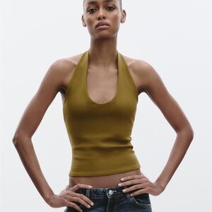 Zara Olive Green Halter Tank Top